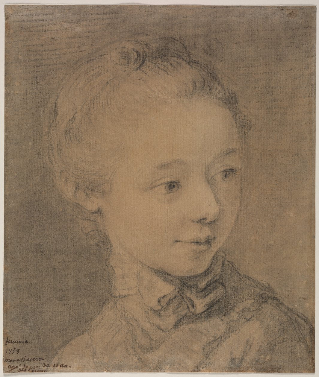 Kopf eines jungen Mädchens, das sich nach rechts dreht, 1758 von Francois Hubert Drouais