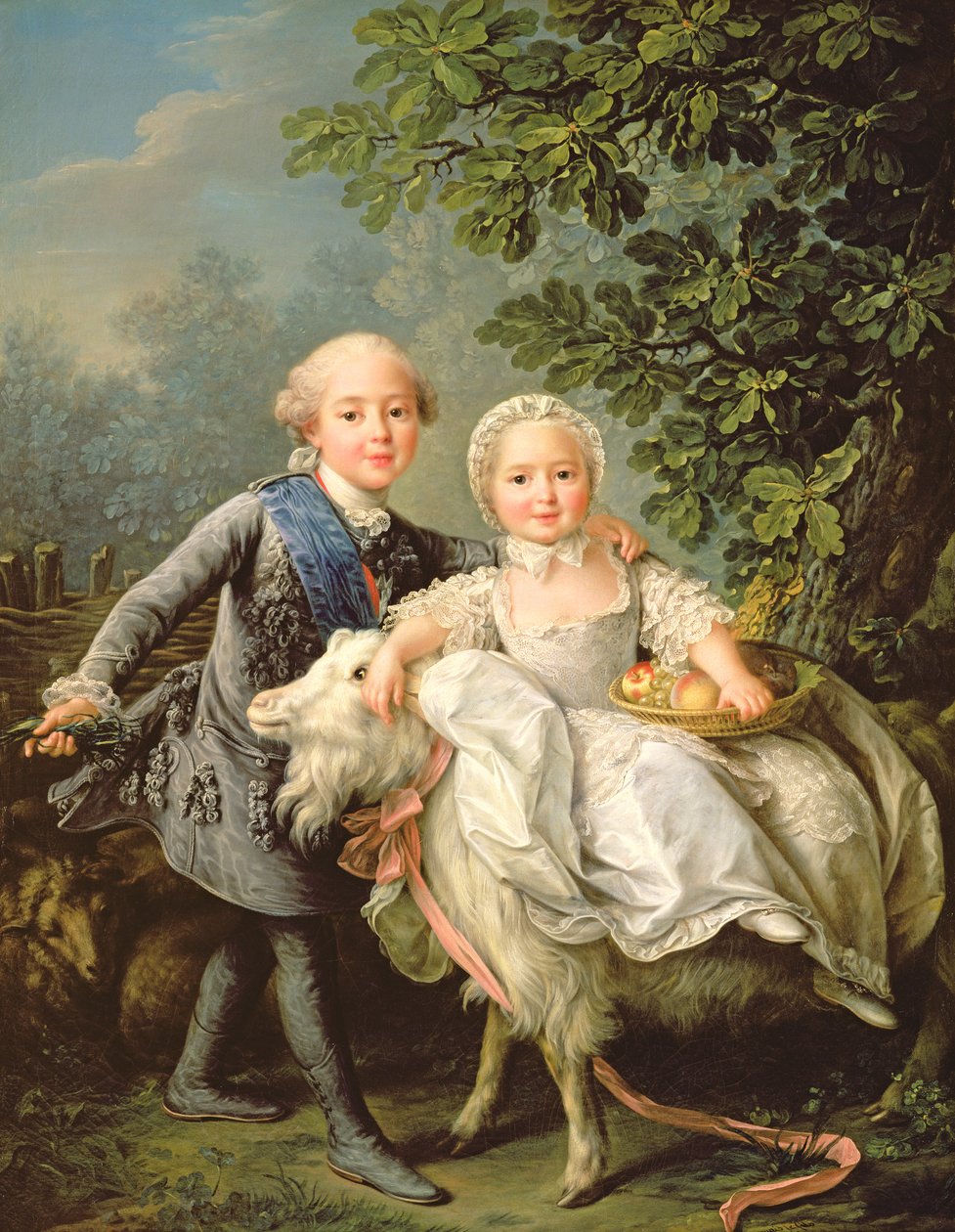 Porträt von Charles Philippe von Frankreich (1757-1836) (später Charles X) und seiner Schwester Marie Adelaide (1759-1802) (später Königin von Sardinien), 1763 von Francois Hubert Drouais