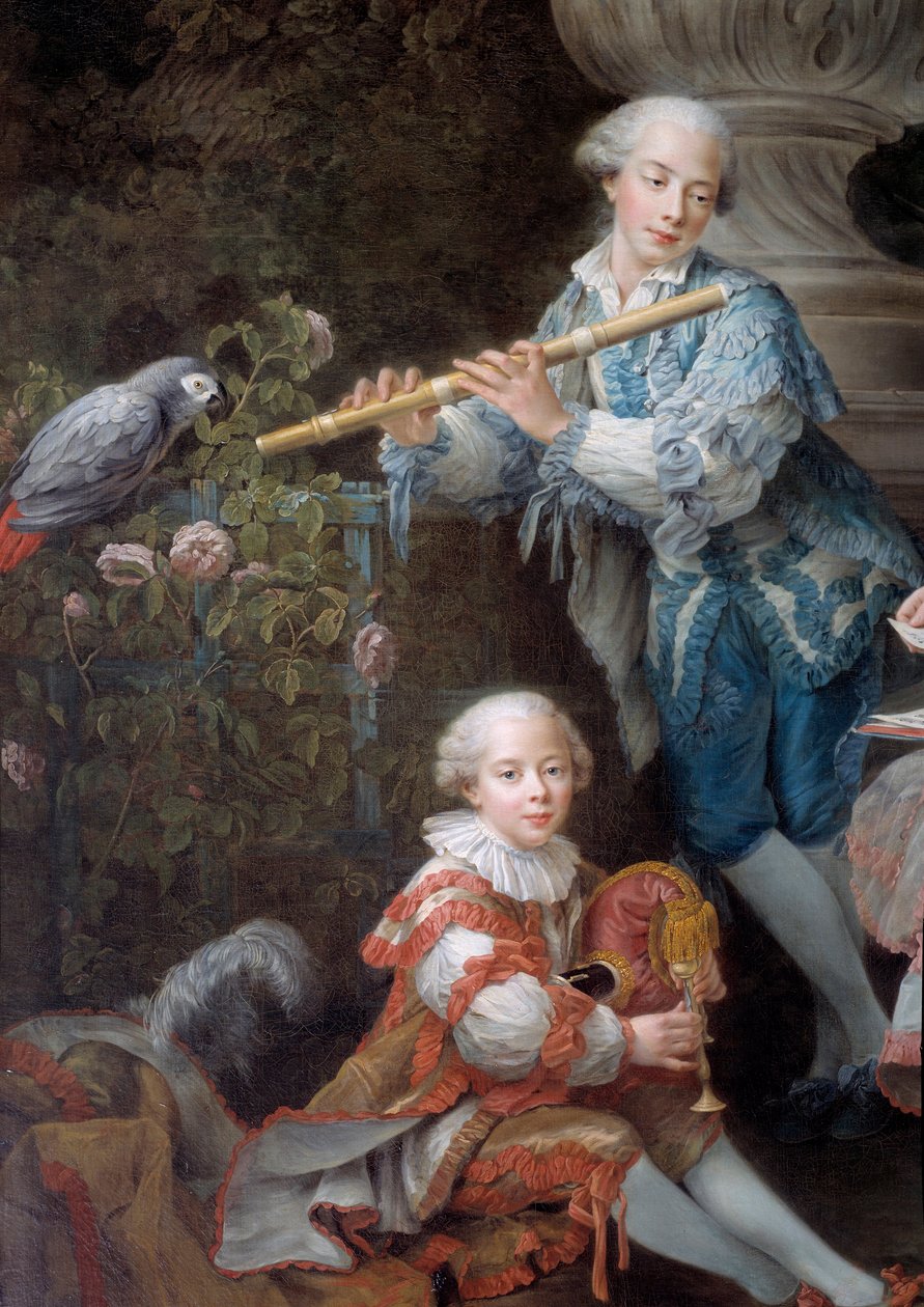 Die Familie von Louis Francois du Bouchet, Marquis de Sourches und Grand Prevot de France (Detail) von Francois Hubert Drouais