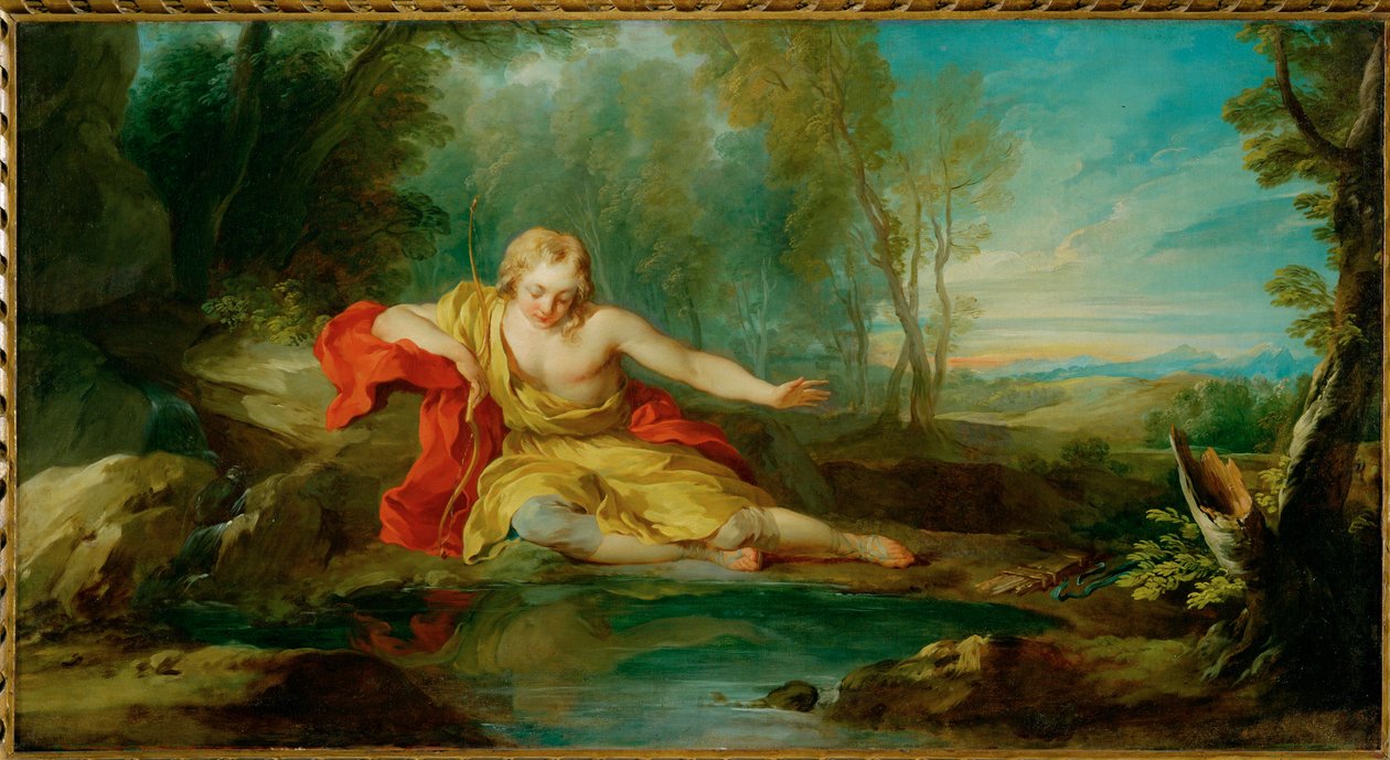 Narziss betrachtet sein Spiegelbild im Wasser von François Lemoyne