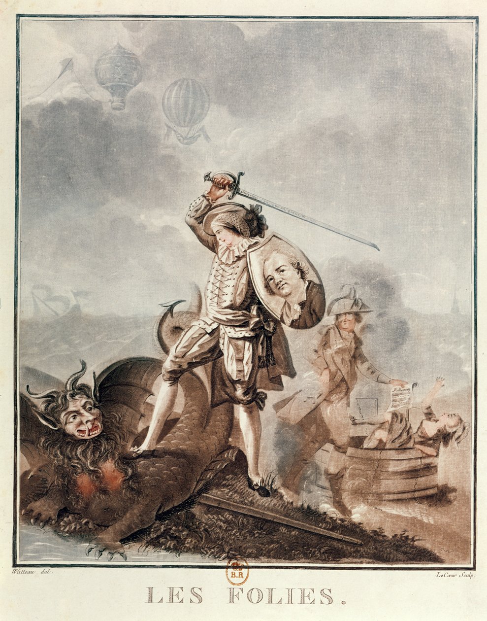 Figaro im Kampf mit einer Harpyie, ca. 1786 von Francois Louis Joseph Watteau