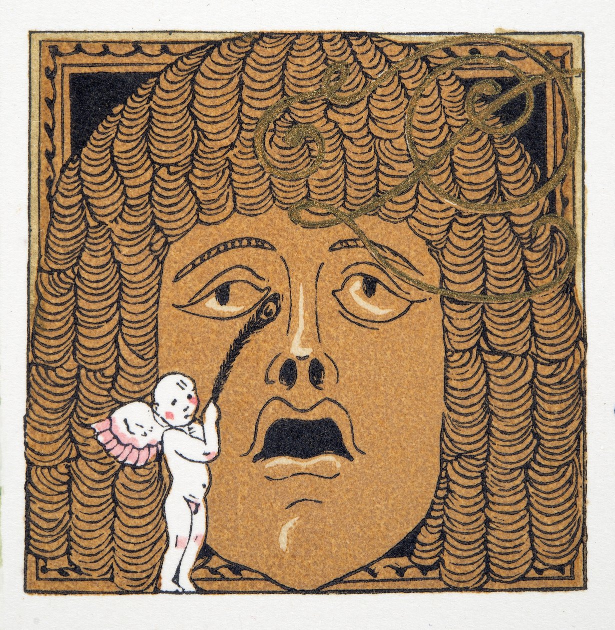 Nase wird von Amor gekitzelt, aus Personages de Comedie, veröffentlicht 1922 (Pochoir-Druck) von Francois Louis Schmied