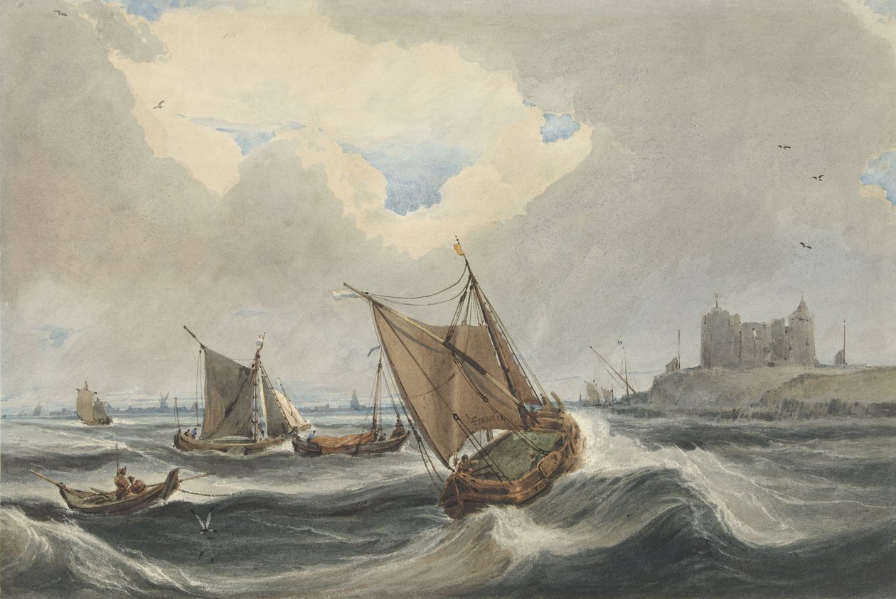 Schiffe vor dem Hafen von Vlissingen von Francois Louis Thomas Francia