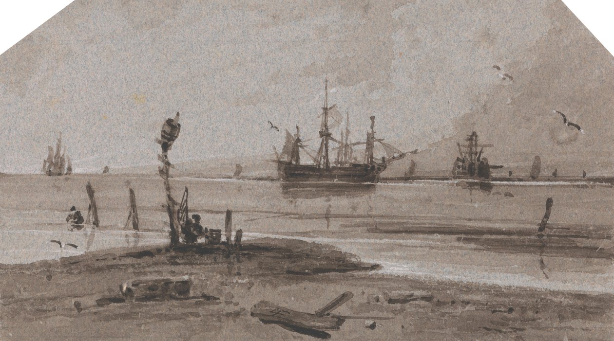 Schiffe vor Anker in ruhiger See von Francois Louis Thomas Francia