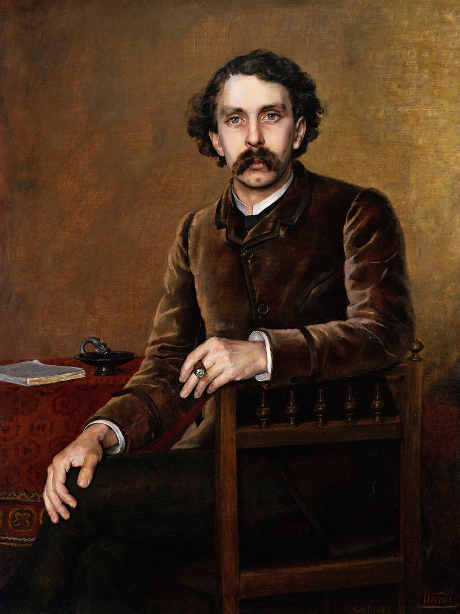 Porträt des französischen Dichters und Schriftstellers Stephane Mallarme (1842-1883) Gemälde von Francois Nardi (1861-1936). 1887 Dim. 42,5 X 32 cm Private Sammlung von Francois Nardi
