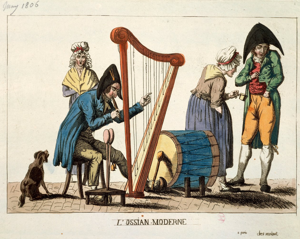 Karikatur des modernen Ossian von Francois Nicolas Martinet