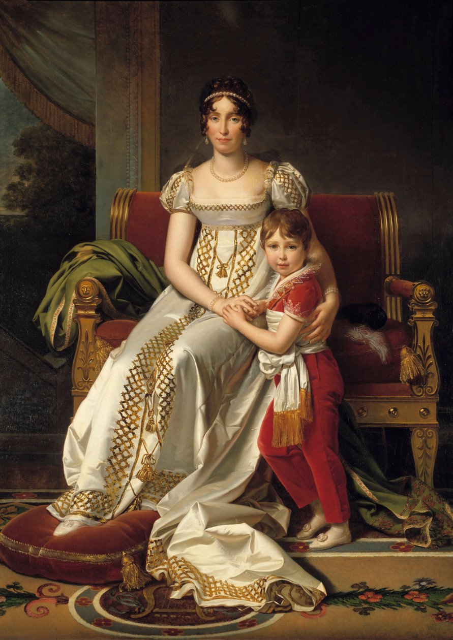 Ganzkörperporträt von Hortense de Beauharnais, Königin von Holland (1783-1837) und ihrem Sohn Napoleon Charles von Baron François Pascal Simon Gérard