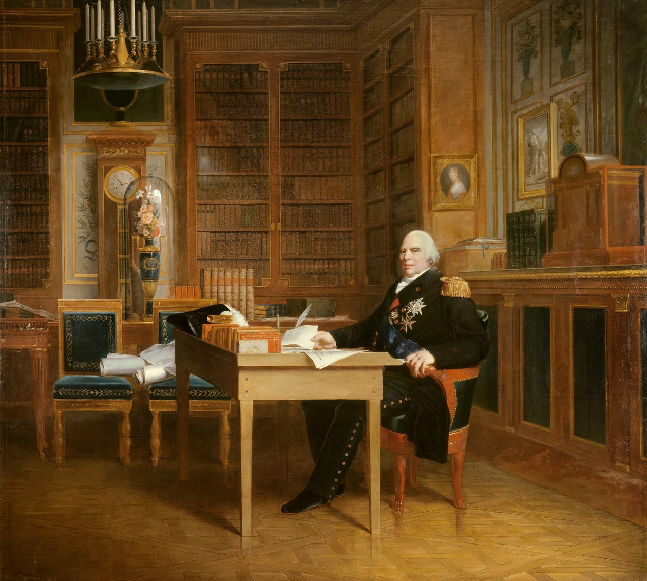 Porträt von Louis XVIII (1755-1824) in seinem Büro in den Tuilerien, über die Charta meditierend von Baron François Pascal Simon Gérard