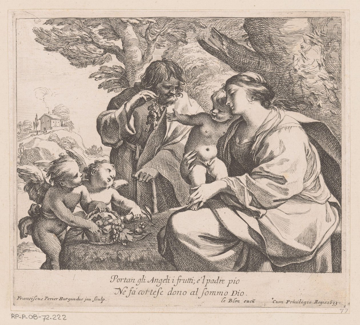 Heilige Familie mit Putti und Trauben von Francois Perrier