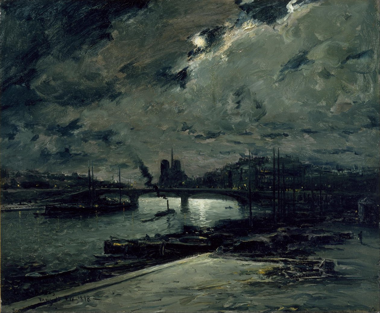 Quai an der Seine, Paris, im Mondschein von Frank Myers Boggs
