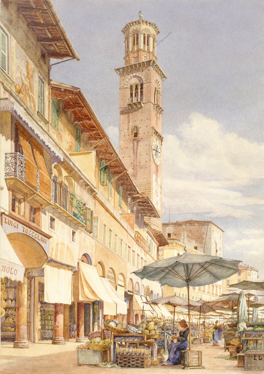 Die Piazza delle Erbe, Verona, Juni - September 1884 von Frank Randal