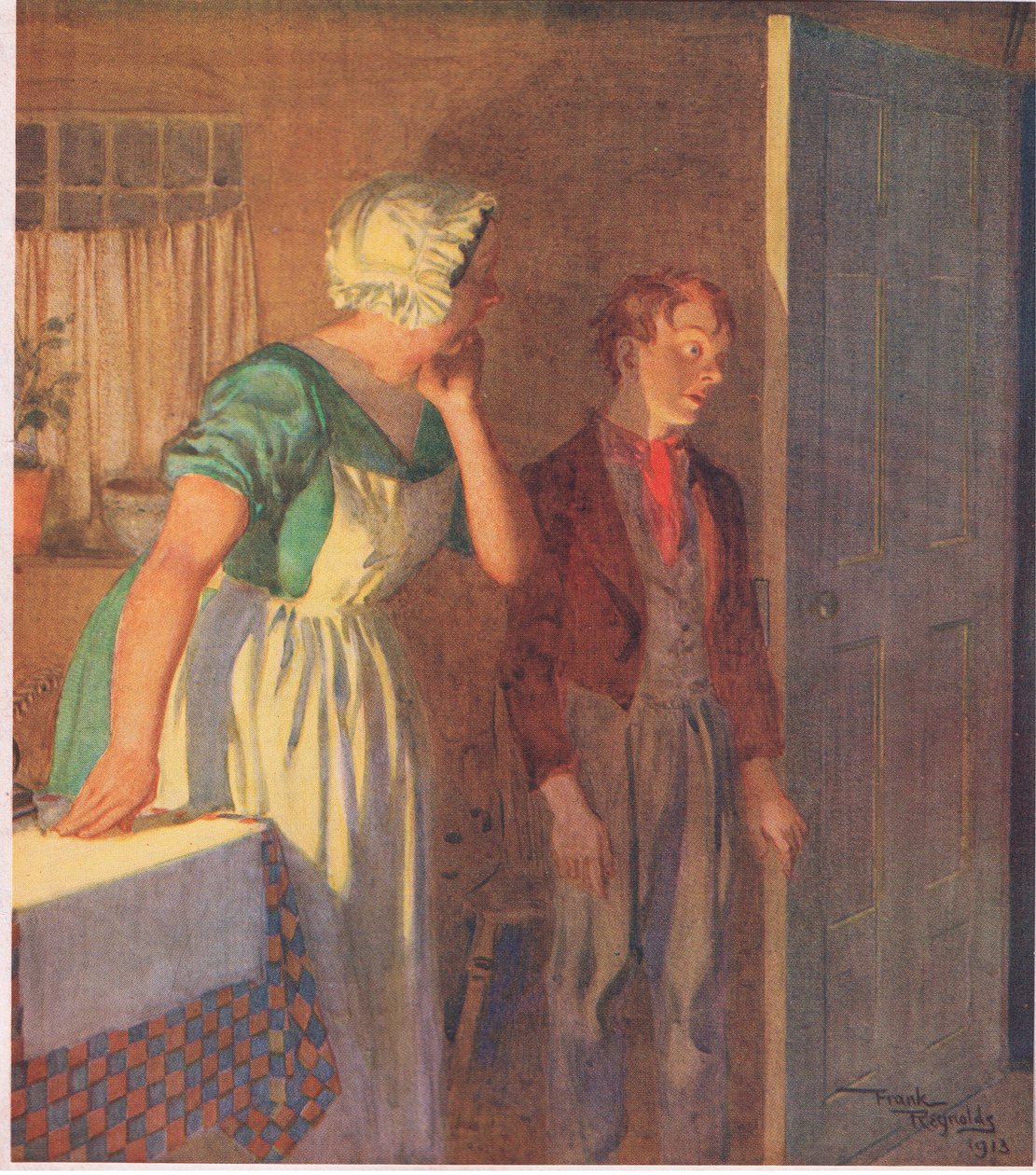 Das Kind eilte zur Tür und verschwand so schnell, wie es gekommen war, ca. 1920 von Frank Reynolds