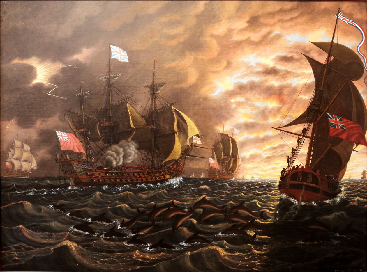 Flottille von Schiffen unter britischer Flagge von François Aimé Louis Dumoulin