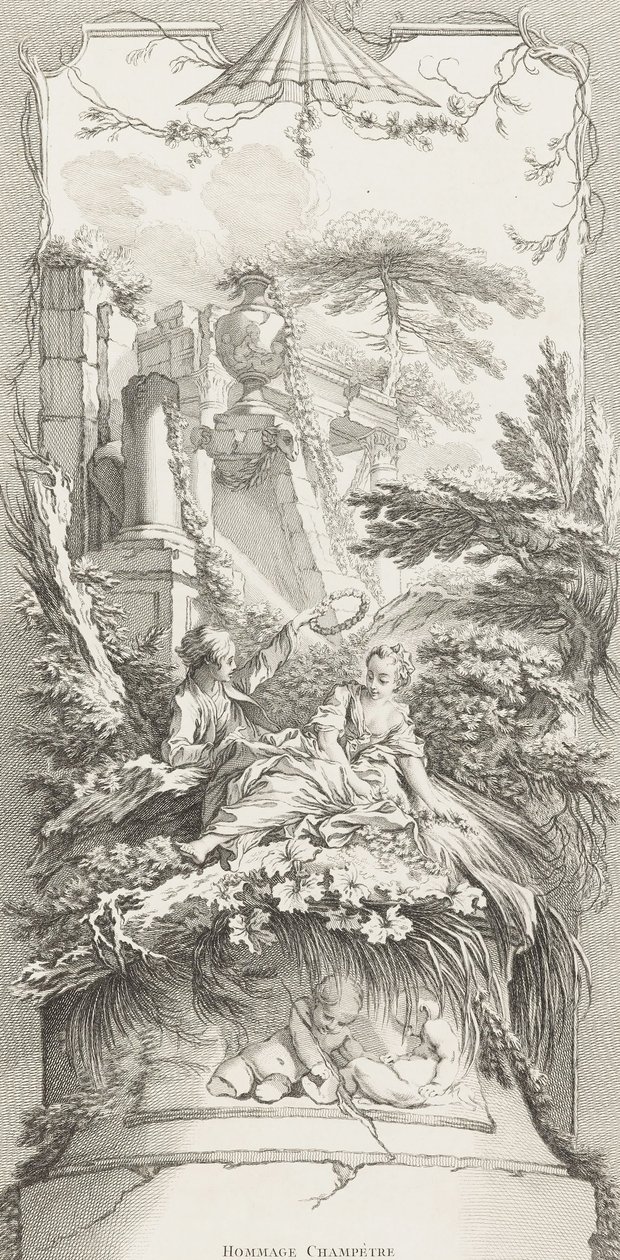Hommage Champêtre (Pastorale) in Nouveaux Morceaux pour des Paravents (Neue Konzepte für Paravents) von François Boucher