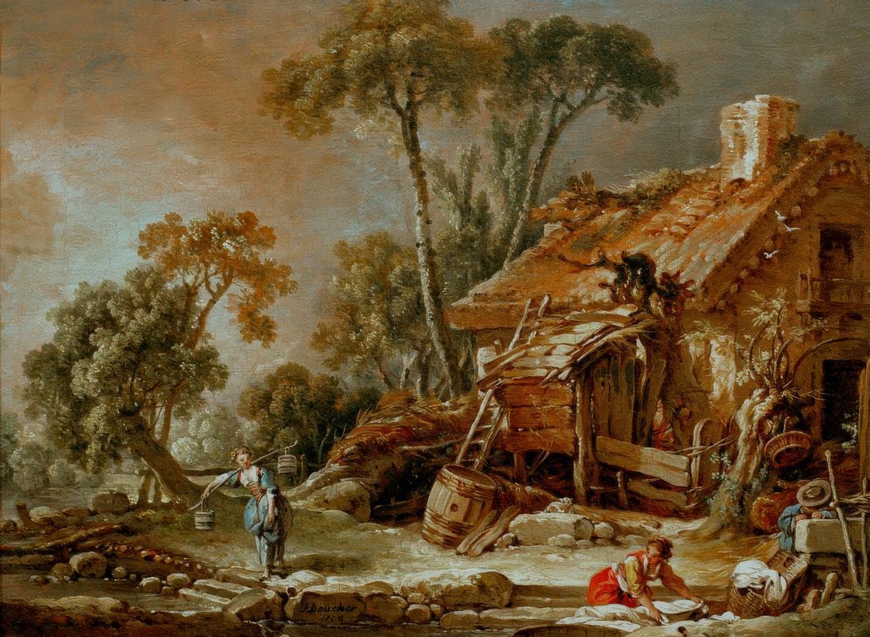 Landschaft mit Bauernhaus von François Boucher