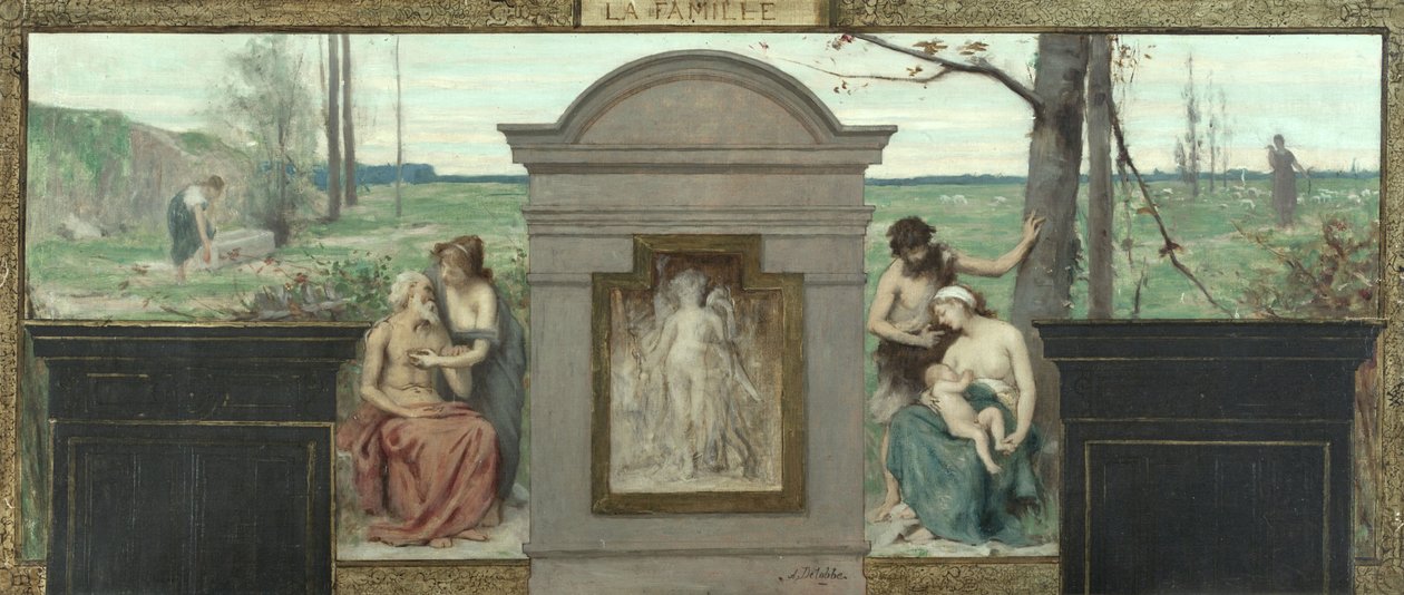 Skizze für das Rathaus des 15. Arrondissements: Die Familie, zwischen 1883 und 1884 von François Alfred Delobbe