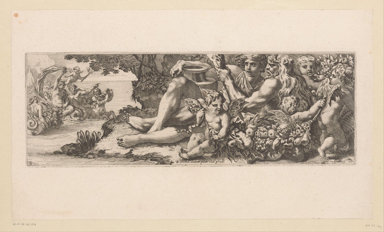 Triumph von Galatea mit Herkules und allegorischen Figuren am Ufer
Mythologische Figuren am Wasser (Serientitel) von François Bignon (attributed to)
