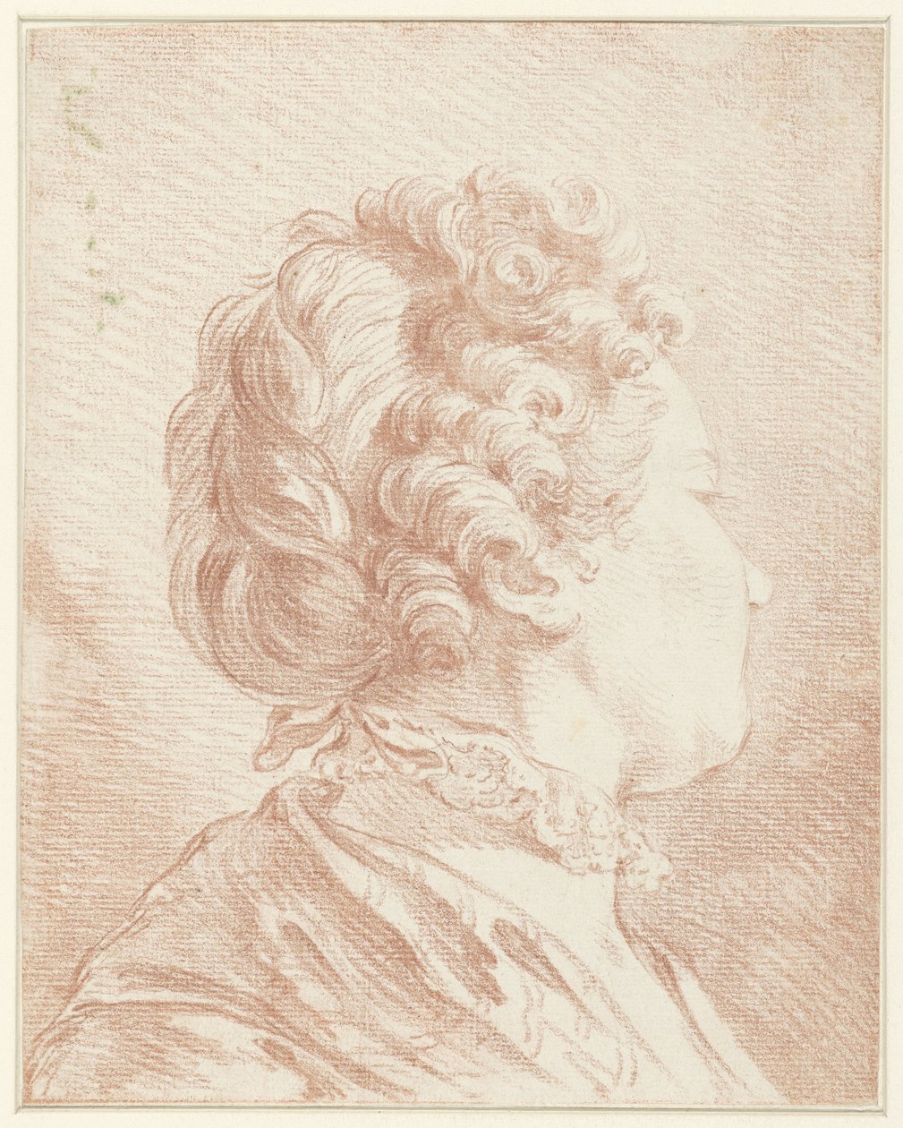 Nach rechts schauender Damenkopf mit Spitzenkragen von François Boucher (possibly)