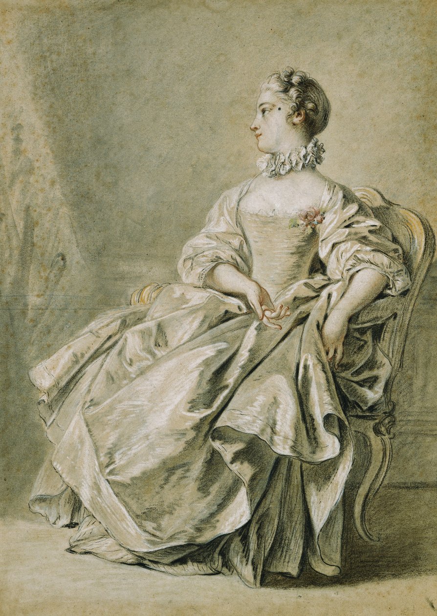 Eine junge Frau, im Profil nach links sitzend von François Boucher