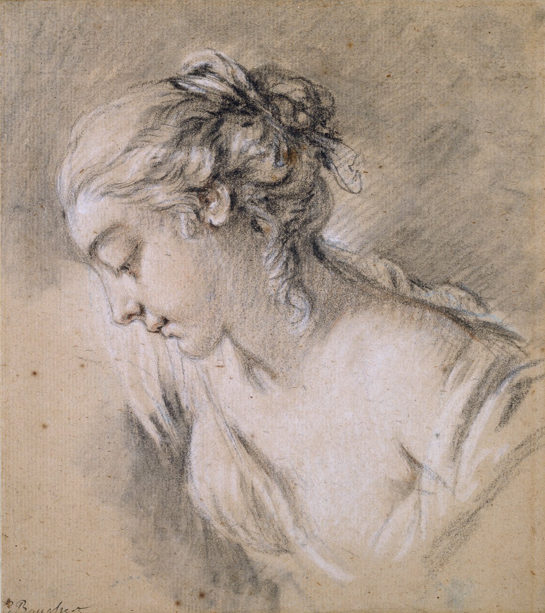 Büste eines Mädchens im Profil nach links, Mitte des 18. Jahrhunderts von François Boucher