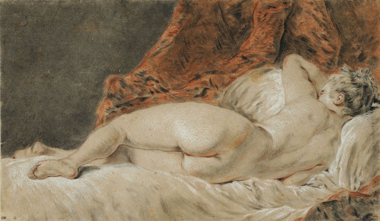 Liegende Frau von hinten gesehen, genannt der Schlaf, ca. 1720 von François Boucher