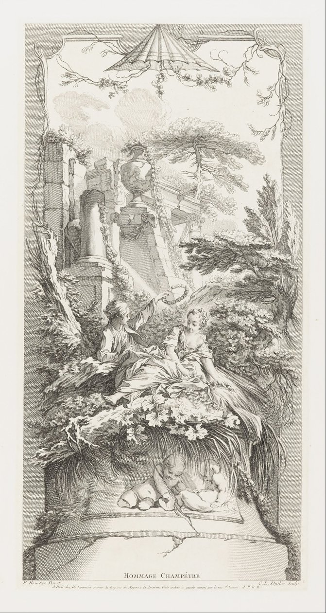 Hommage Champêtre (Pastorale) in Nouveaux Morceaux pour des Paravents von François Boucher