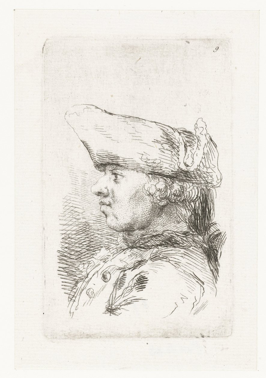 Kopf eines Mannes mit Dreispitz von François Boucher