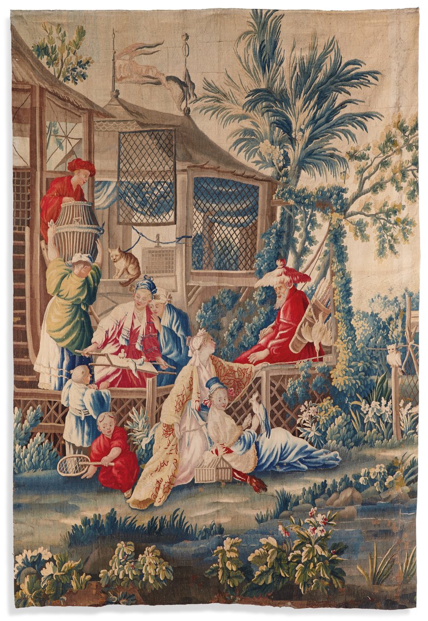 Louis XVI Tapisserie "aux Chinoiserie", Aubusson, letztes Viertel des 18. Jahrhunderts von François Boucher