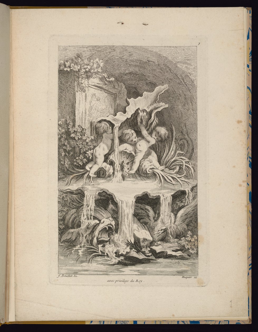 Tafel 7, Receuil de Fontaines (Sammlung von Brunnen) von François Boucher