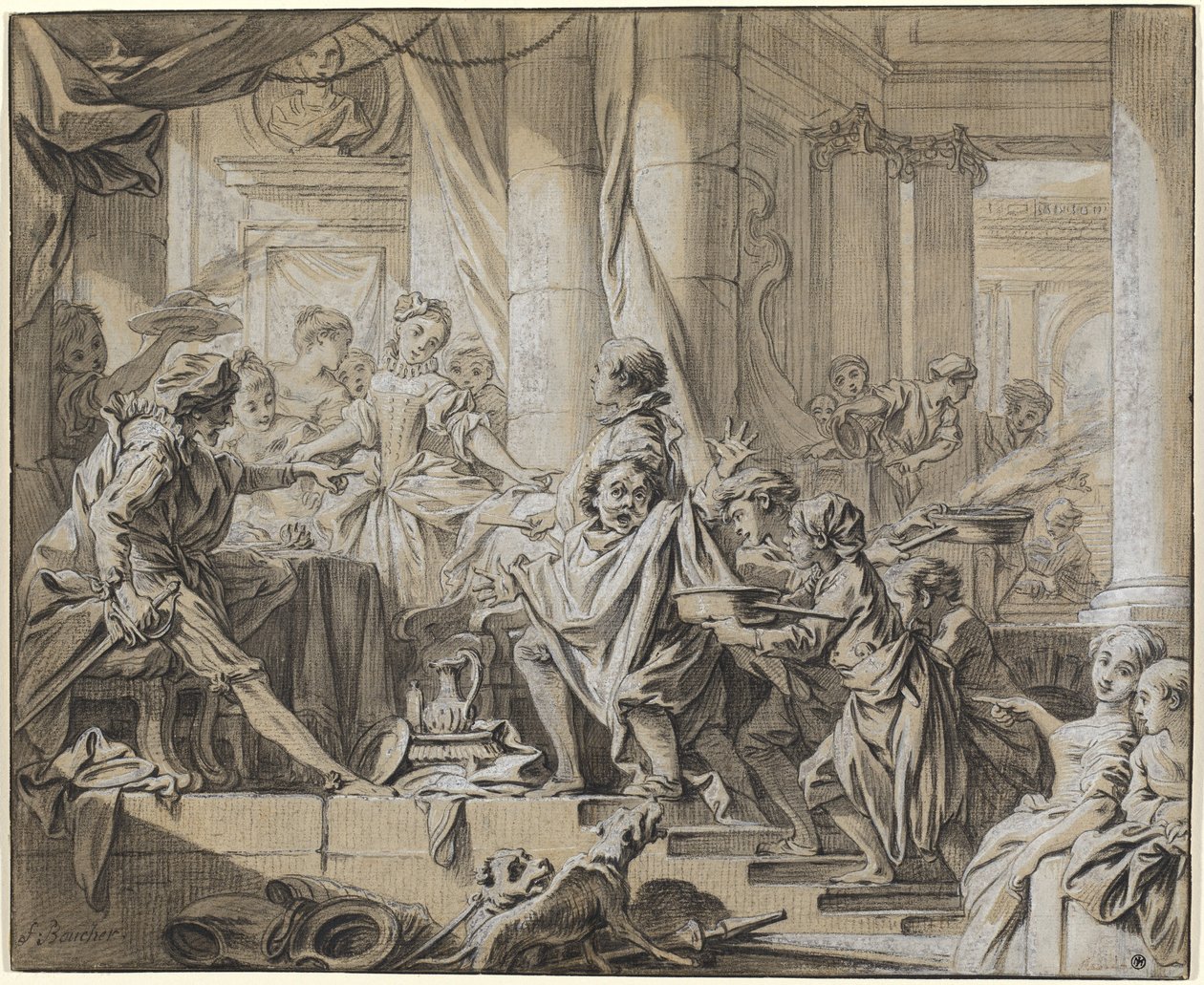Sancho flieht vor den Dienern des Herzogs von François Boucher