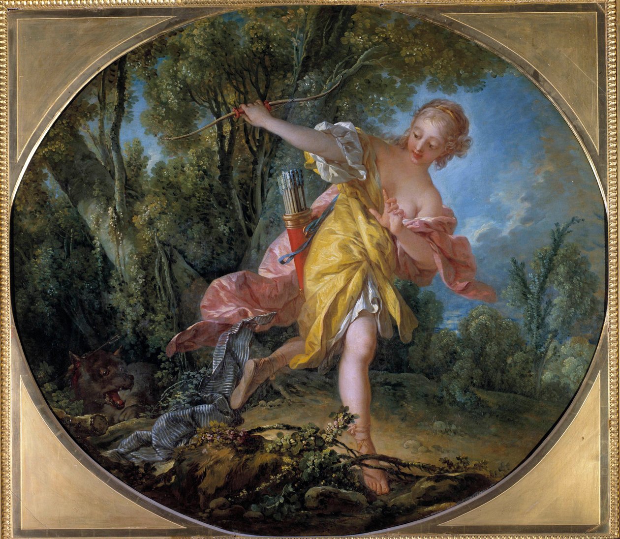 Sylvie flieht vor dem Wolf, den sie gejagt hat von François Boucher