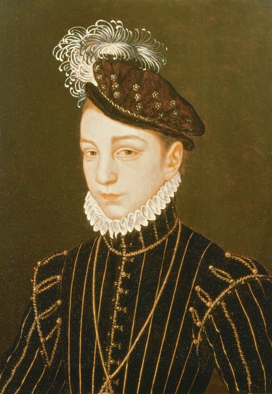 Porträt von Karl IX. (verwandt mit einer Zeichnung in der Eremitage, St. Petersburg) von François Clouet