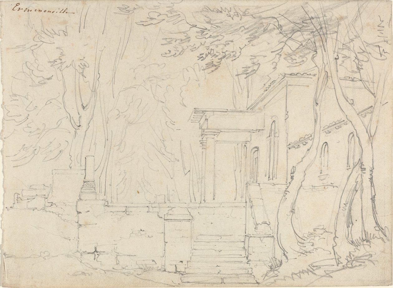 Haus mit Portikus in Ermenonville von François Edouard Bertin