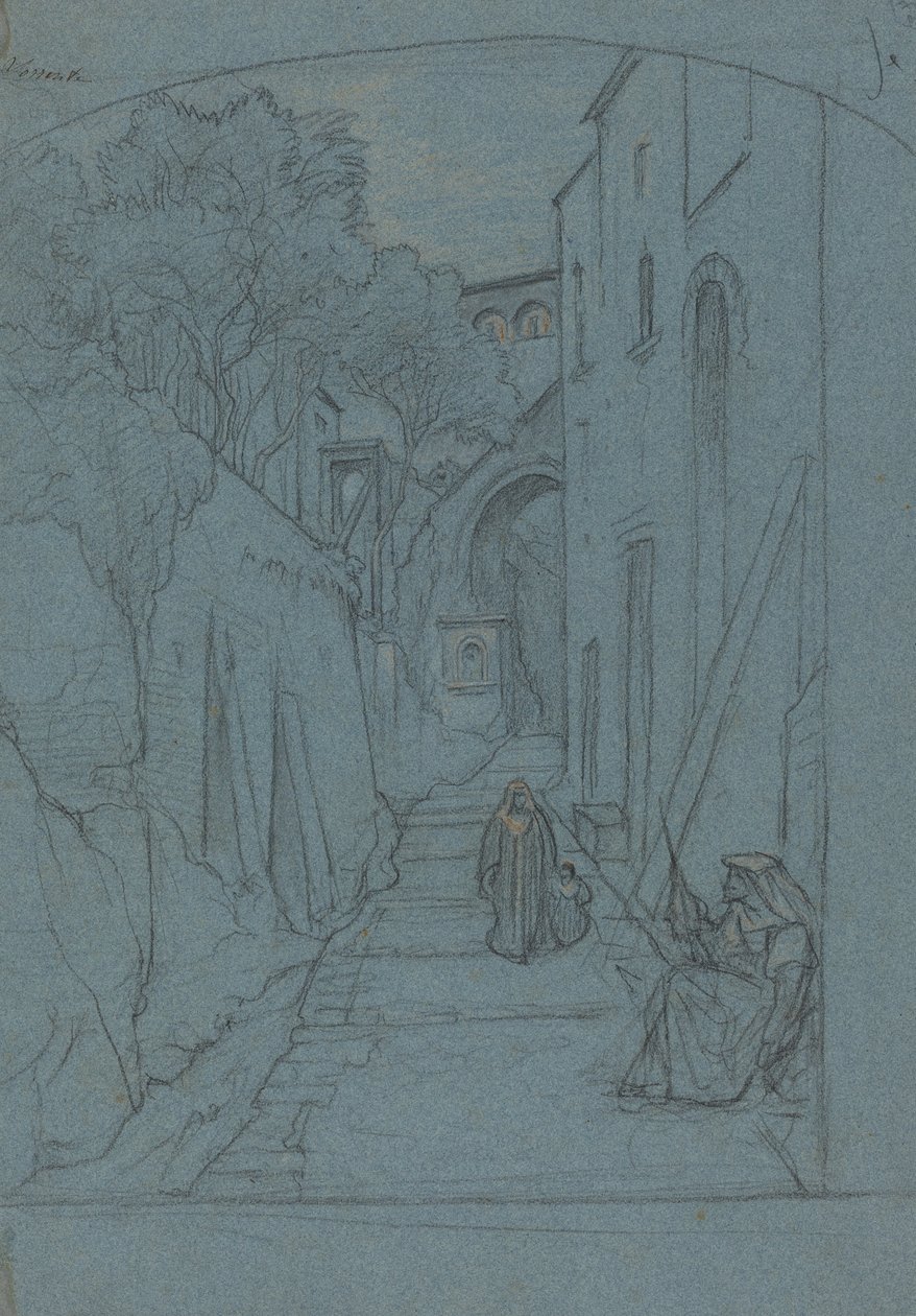 Blick auf eine Straße in Sorrento (verso) von François Edouard Bertin