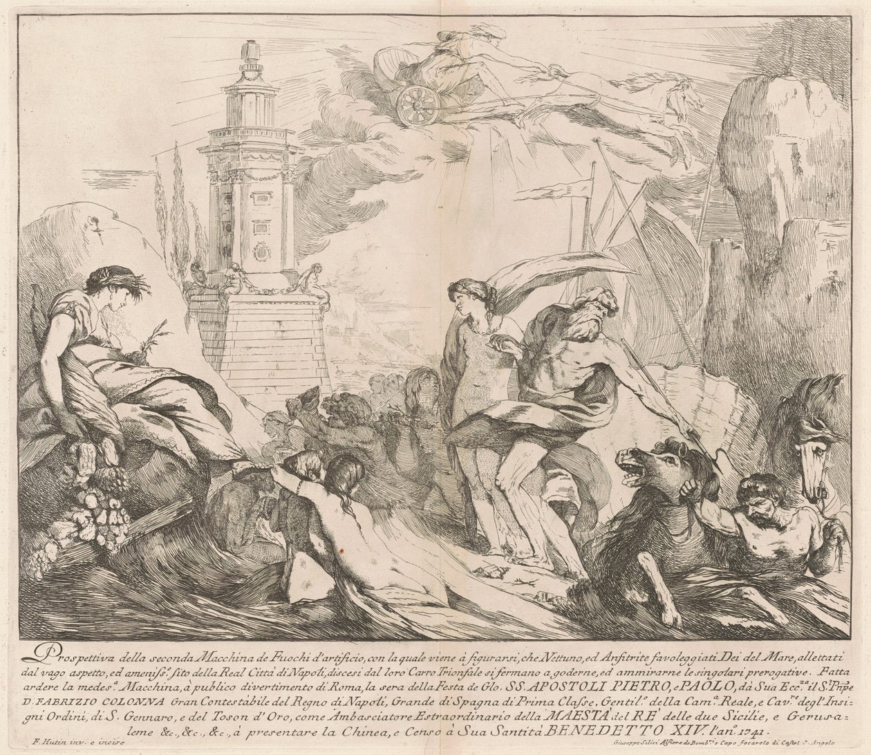 Die zweite Maschine für die Chinea von 1741: Neptun und Amphitrite von François Hutin