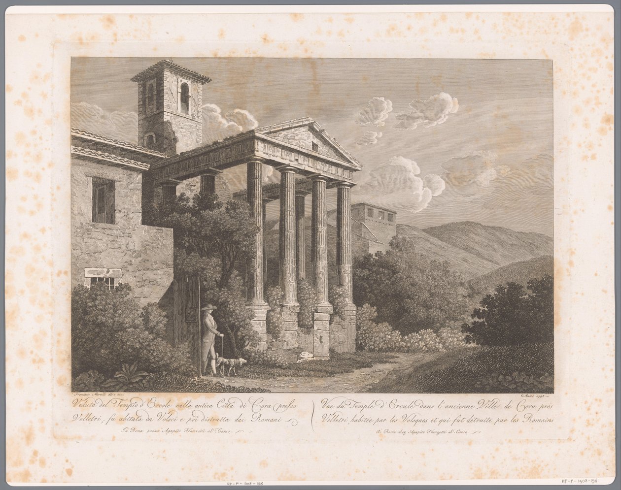Gezicht op de Tempel van Hercules in Cori bij Velletri von François Morel