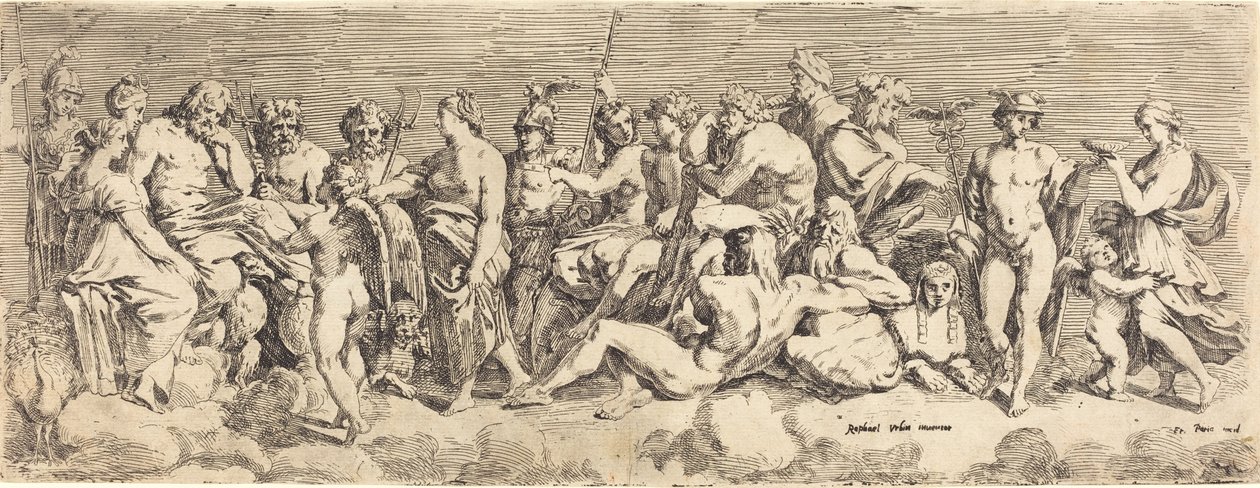 Die Aufnahme der Psyche in Olympia von François Perrier after Raphael