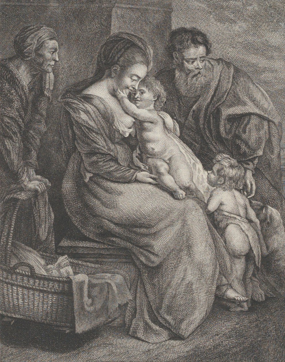 Die Heilige Familie mit der Heiligen Elisabeth und dem Heiligen Johannes dem Täufer, ca. 1780 von François R. F. Brichet