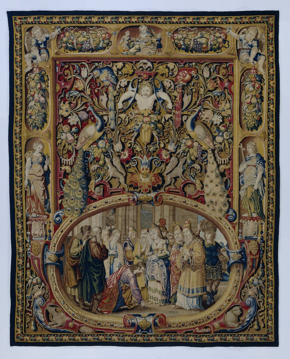 Christus en de overspelige vrouw, in een cartouche en een groteskendecor von François Spiering (possibly)