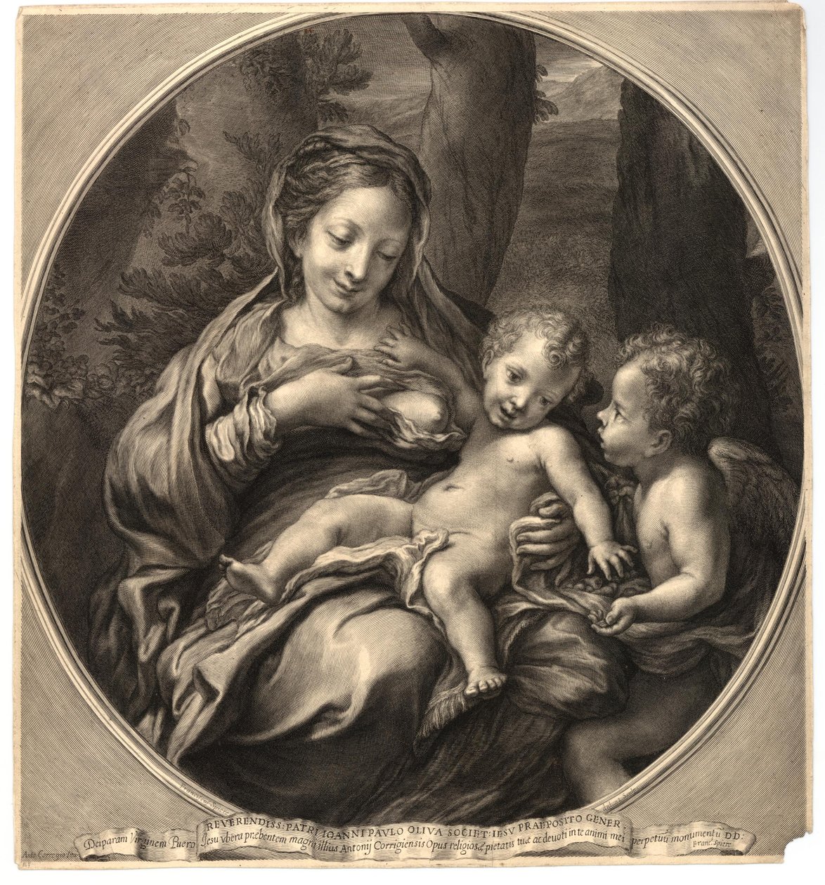 Madonna del Latte (Jungfrau und Kind mit einem Engel), nach Correggio von François Spierre