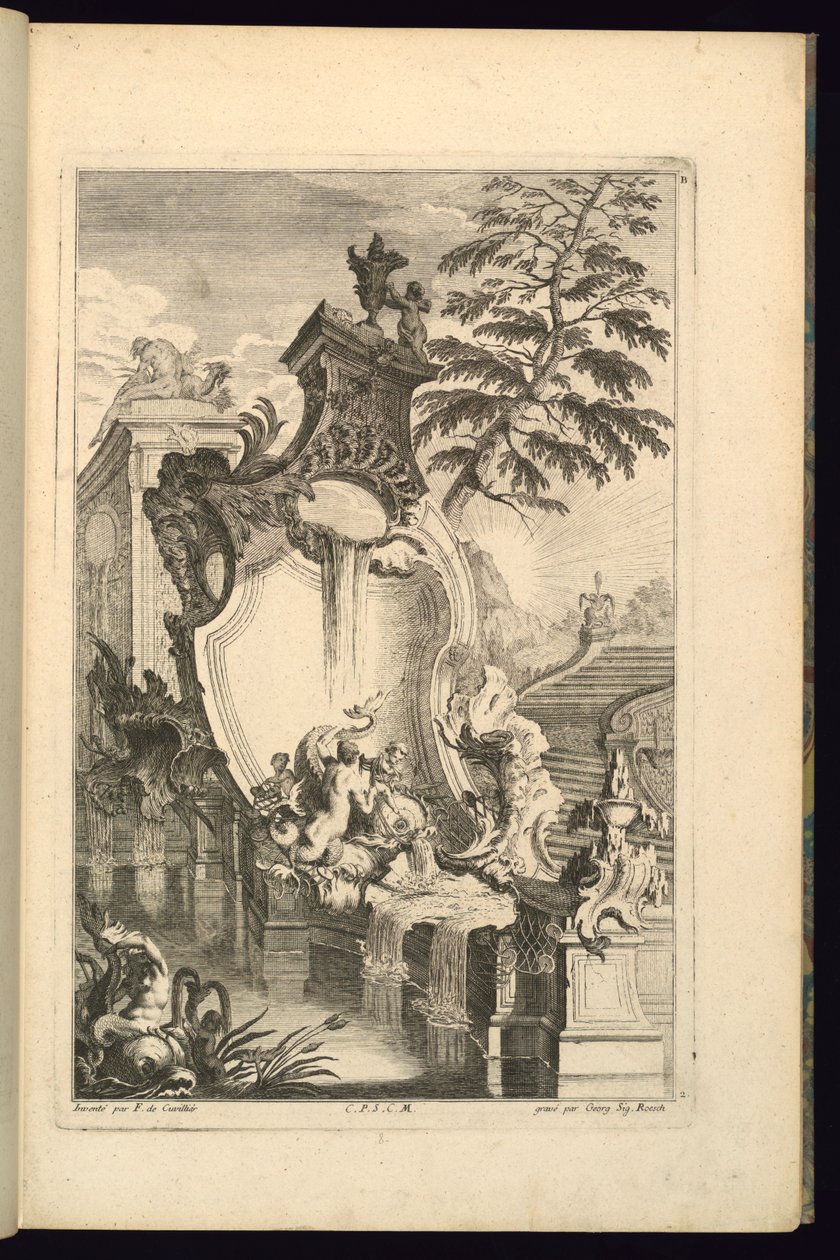 Entwurf für einen Brunnen mit Putto auf einem Delfin von François de Cuvilliés the Elder