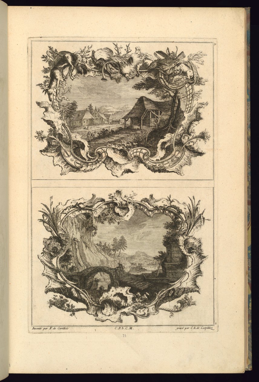 Entwurf für zwei Kartuschen von François de Cuvilliés the Elder