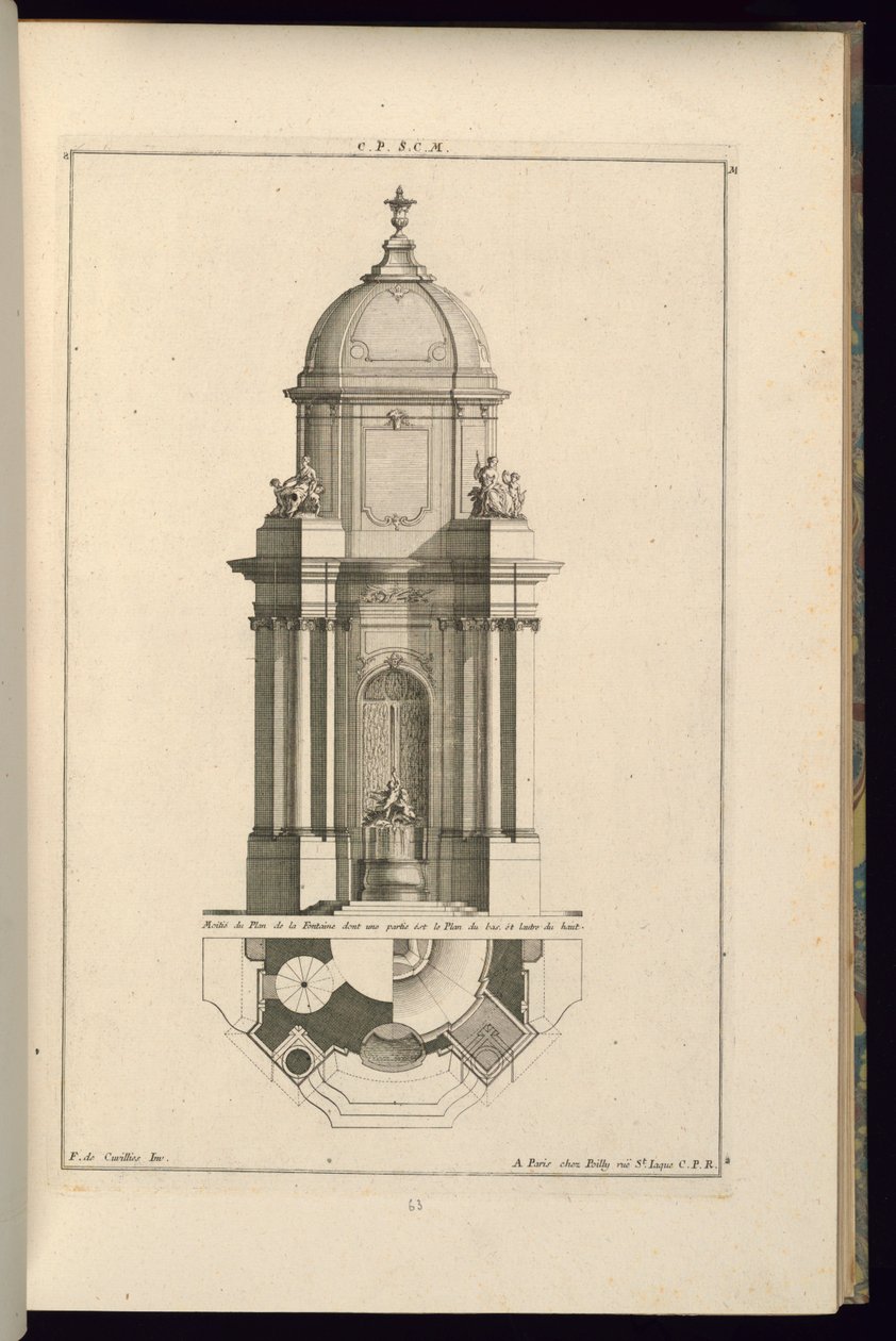 Aufriss und Plan für einen öffentlichen Brunnen von François de Cuvilliés the Elder