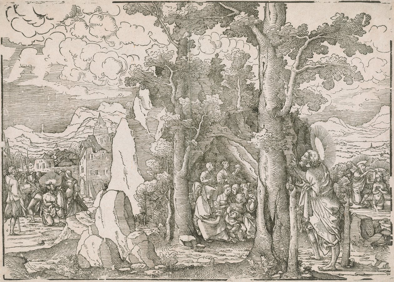 Landschaft mit Szenen aus dem Leben von Johannes dem Täufer von Frans Crabbe van Espleghem