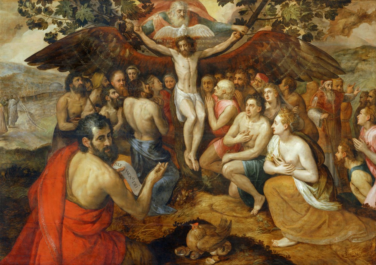 Allegorie der Dreifaltigkeit, Gott versammelt sein Volk von Frans Floris
