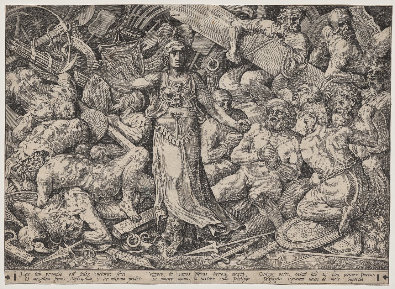 Sieg umgeben von Gefangenen und Trophäen von Frans Floris the Elder