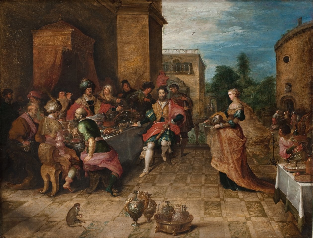 Das Festmahl des Herodes. Salome präsentiert den Kopf Johannes des Täufers von Frans Francken d.Y.