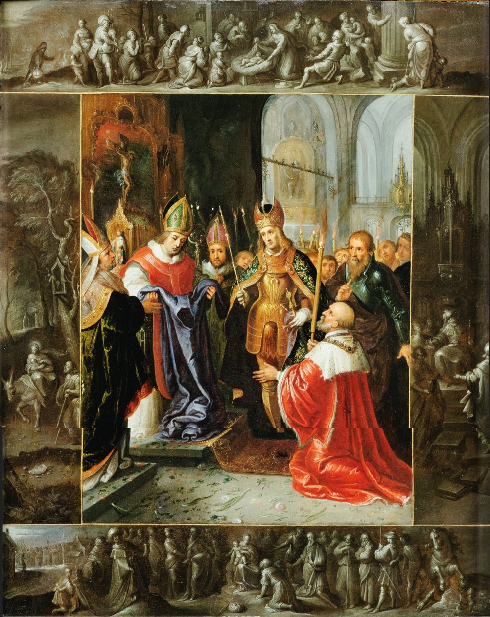 Kaiser Karl V. wird das Gewand der Jungfrau gezeigt von Frans Francken the Younger