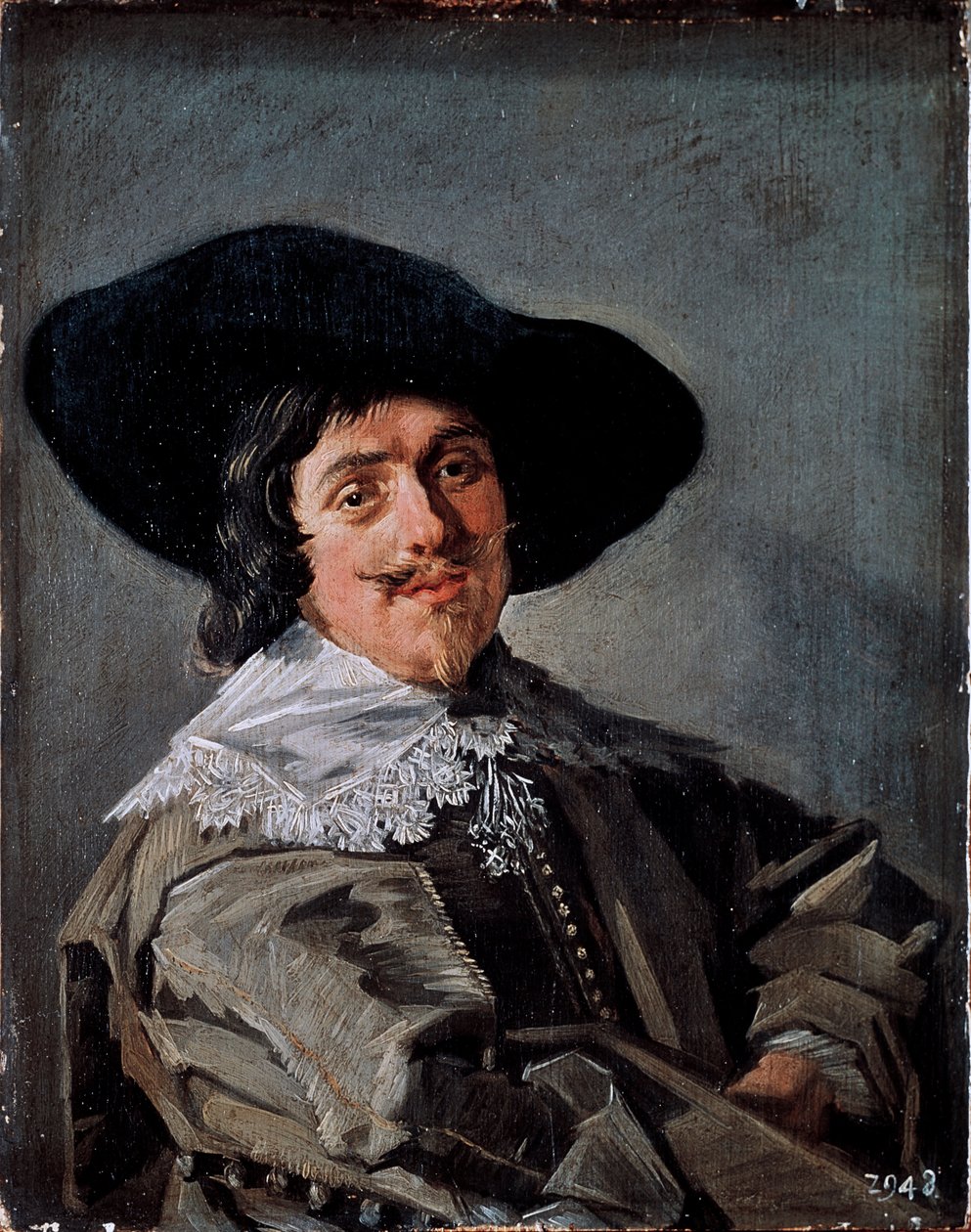 Porträt eines Mannes in einem gelb-grauen Rock Gemälde von Frans Hals (1581/85-1666) um 1633 Dresden, Gemäldegalerie Deutschland von Frans Hals