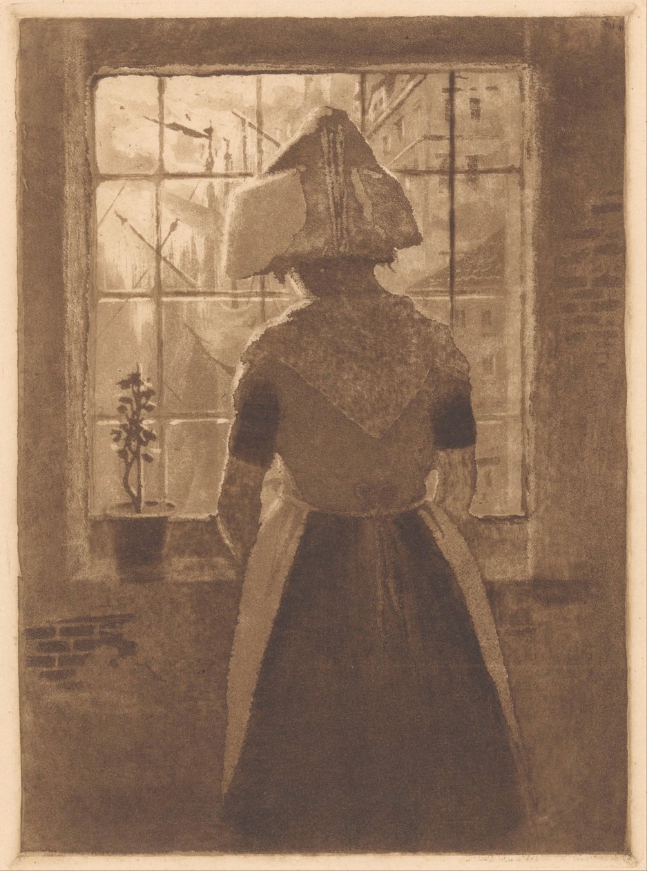 Seeländisches Mädchen vor Fenster von Frans Hermesdorf